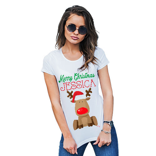 Red Nosed Reindeer Personalised Women's T-Shirt 