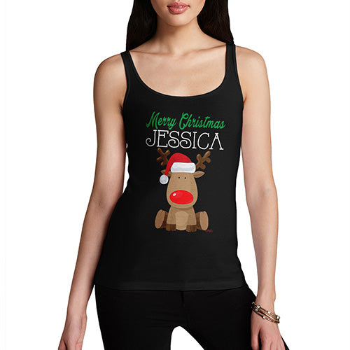 Red Nosed Reindeer Personalised Women's Tank Top