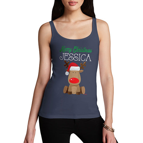 Red Nosed Reindeer Personalised Women's Tank Top