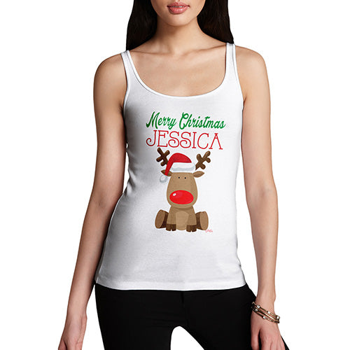 Red Nosed Reindeer Personalised Women's Tank Top
