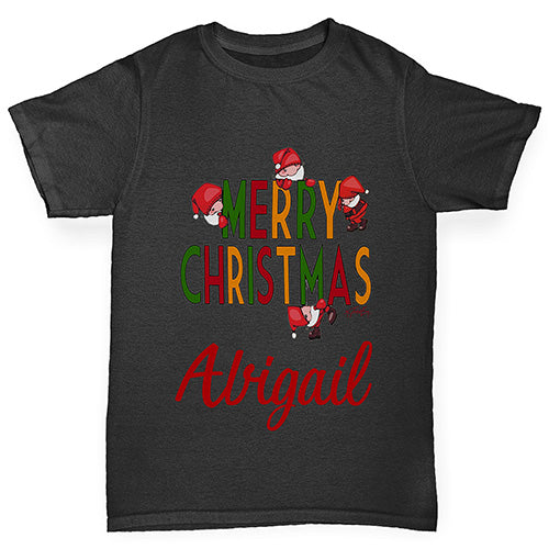 Merry Christmas Personalised Girl's T-Shirt 