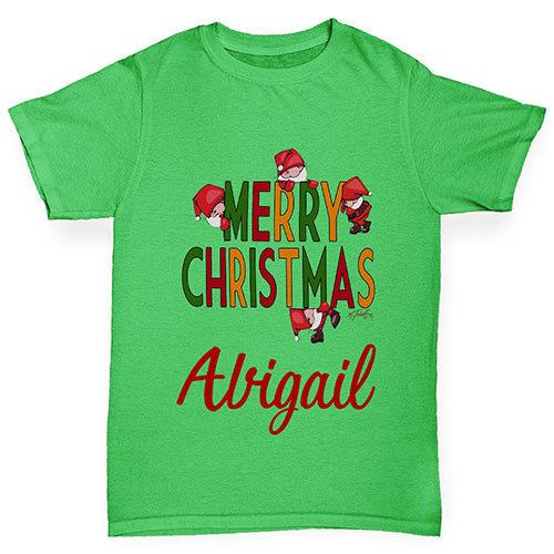 Merry Christmas Personalised Girl's T-Shirt 