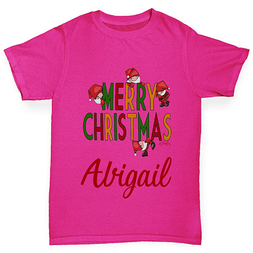 Merry Christmas Personalised Girl's T-Shirt 
