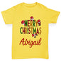 Merry Christmas Personalised Girl's T-Shirt 