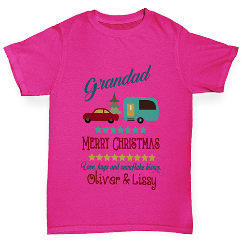 Personalised Merry Christmas Caravan Girl's T-Shirt 