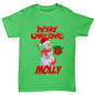 Merry Christmas Snowman Personalised Girl's T-Shirt 