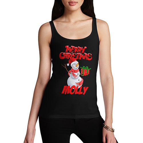 Merry Christmas Snowman Personalised Women's Tank Top