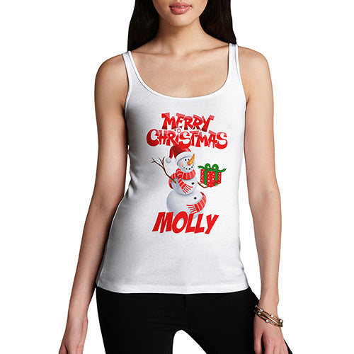 Merry Christmas Snowman Personalised Women's Tank Top