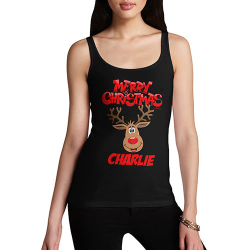 Merry Christmas Reindeer Personalised Women's Tank Top