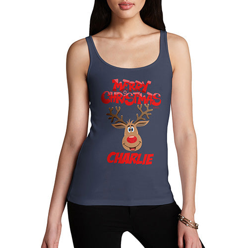 Merry Christmas Reindeer Personalised Women's Tank Top