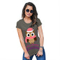 Pink Christmas Owl Personalised Women's T-Shirt 