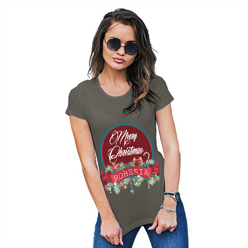 Merry Christmas Wreath Personalised Women's T-Shirt 