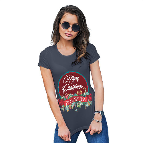 Merry Christmas Wreath Personalised Women's T-Shirt 