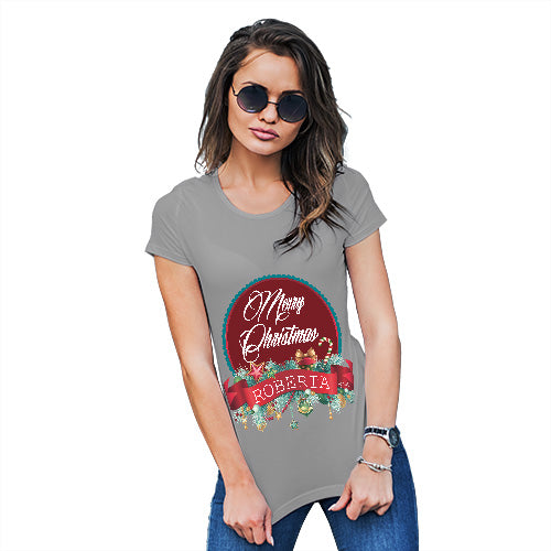 Merry Christmas Wreath Personalised Women's T-Shirt 