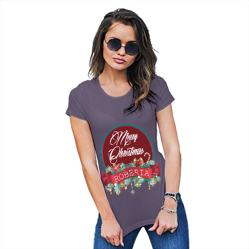 Merry Christmas Wreath Personalised Women's T-Shirt 