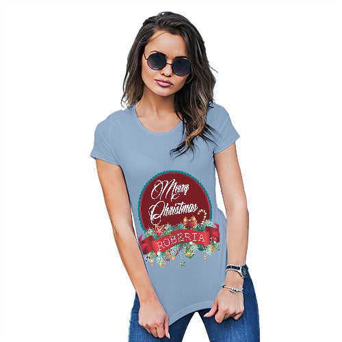 Merry Christmas Wreath Personalised Women's T-Shirt 