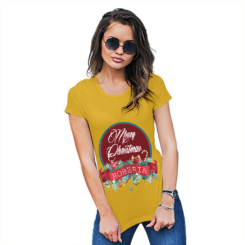 Merry Christmas Wreath Personalised Women's T-Shirt 