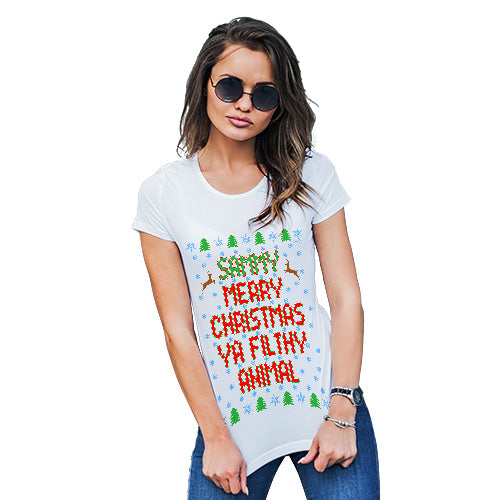 Merry Christmas Ya Filthy Animal Personalised Women's T-Shirt 
