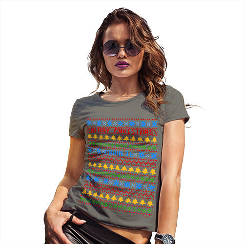 Merry Christmas Colourful Pattern Personalised Women's T-Shirt 