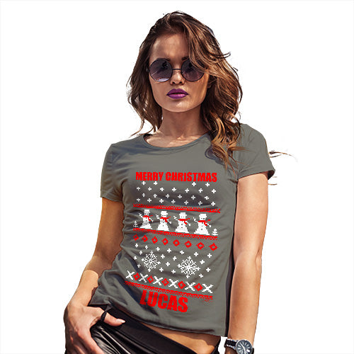 Merry Christmas Snowmen Pattern Personalised Women's T-Shirt 