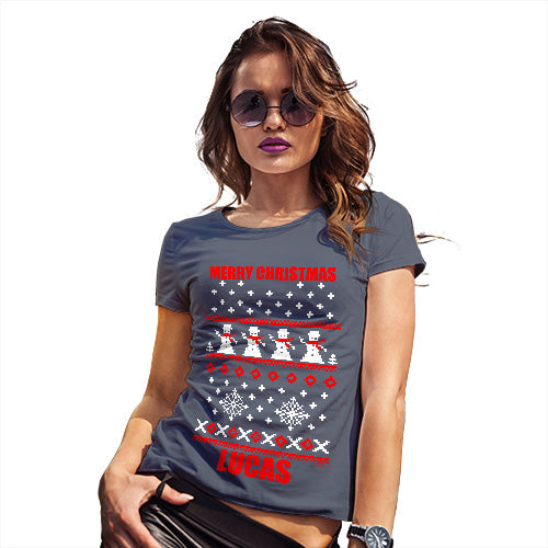 Merry Christmas Snowmen Pattern Personalised Women's T-Shirt 