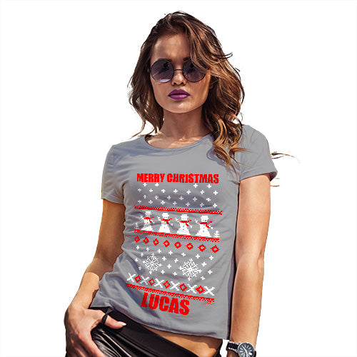 Merry Christmas Snowmen Pattern Personalised Women's T-Shirt 
