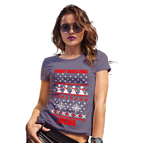 Merry Christmas Snowmen Pattern Personalised Women's T-Shirt 