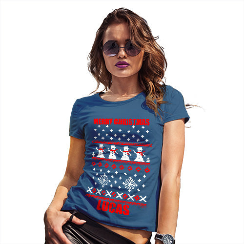 Merry Christmas Snowmen Pattern Personalised Women's T-Shirt 