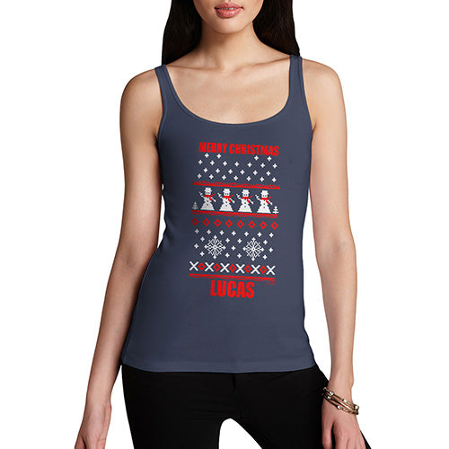 Merry Christmas Snowmen Pattern Personalised Women's Tank Top
