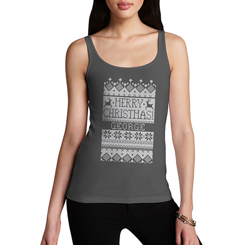 Merry Christmas Traditional Pattern Personalised Women's Tank Top