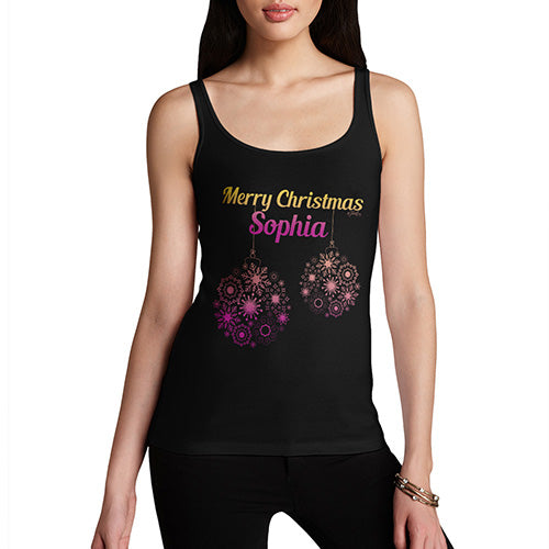 Merry Christmas Baubles Personalised Women's Tank Top