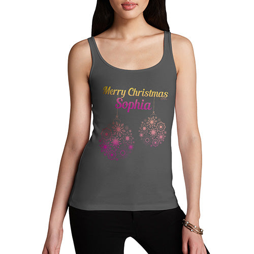 Merry Christmas Baubles Personalised Women's Tank Top