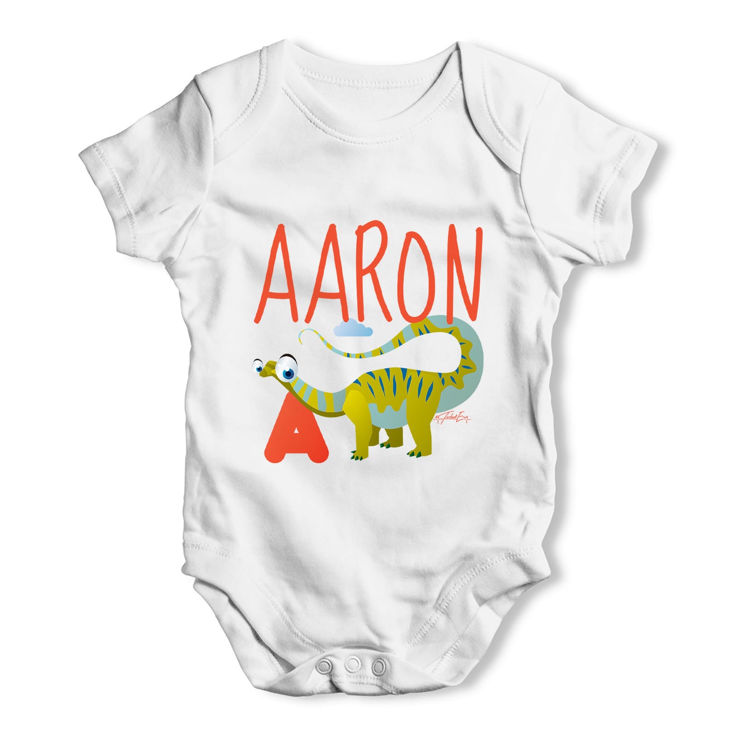 Personalised Dinosaur Letter A Funny One-piece Infant Baby Bodysuits Babygrows Onesie