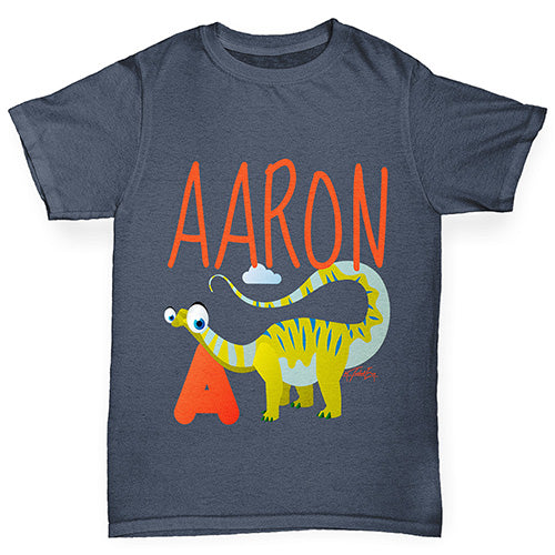 Personalised Dinosaur Letter A Boy's T-Shirt