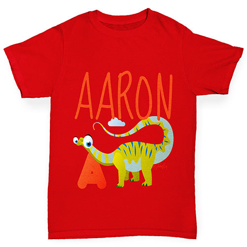 Personalised Dinosaur Letter A Boy's T-Shirt