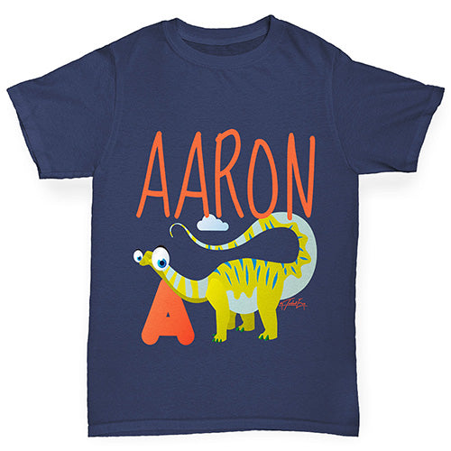 Personalised Dinosaur Letter A Girl's T-Shirt 