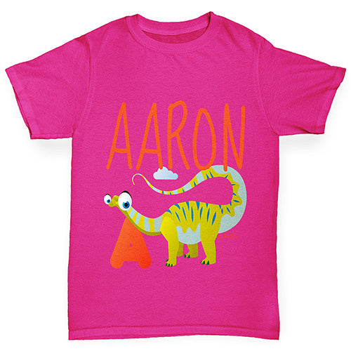Personalised Dinosaur Letter A Girl's T-Shirt 