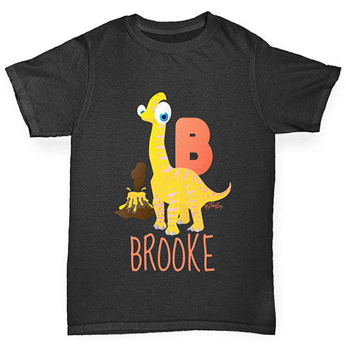 Personalised Dinosaur Letter B Girl's T-Shirt 