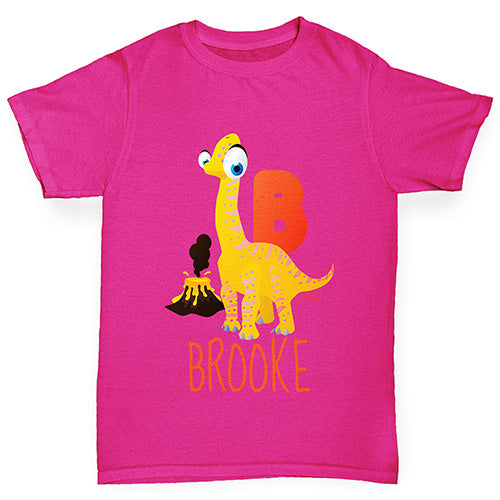 Personalised Dinosaur Letter B Girl's T-Shirt 