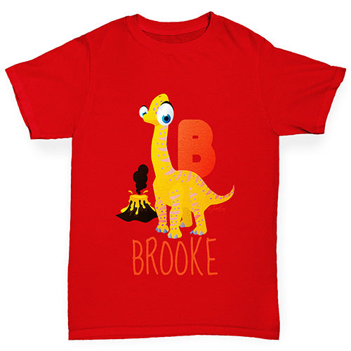 Personalised Dinosaur Letter B Girl's T-Shirt 