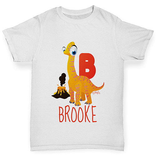 Personalised Dinosaur Letter B Girl's T-Shirt 