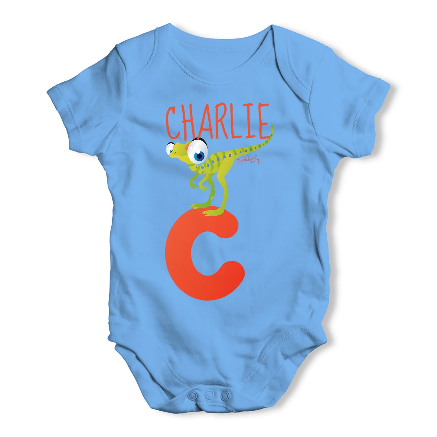 Personalised Dinosaur Letter C Funny One-piece Infant Baby Bodysuits Babygrows Onesie