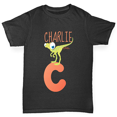 Personalised Dinosaur Letter C Boy's T-Shirt