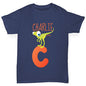 Personalised Dinosaur Letter C Girl's T-Shirt 