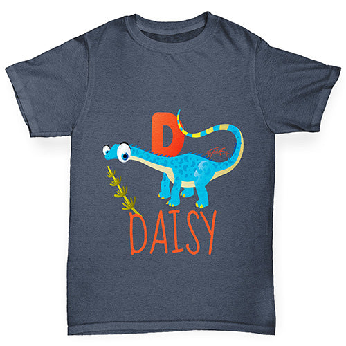 Personalised Dinosaur Letter D Boy's T-Shirt