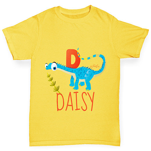 Personalised Dinosaur Letter D Boy's T-Shirt