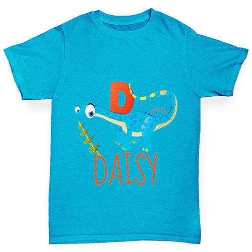 Personalised Dinosaur Letter D Girl's T-Shirt 
