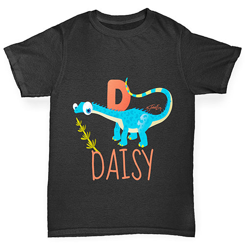 Personalised Dinosaur Letter D Girl's T-Shirt 