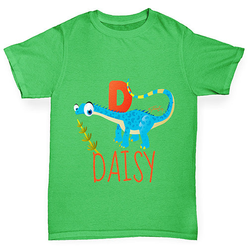 Personalised Dinosaur Letter D Girl's T-Shirt 