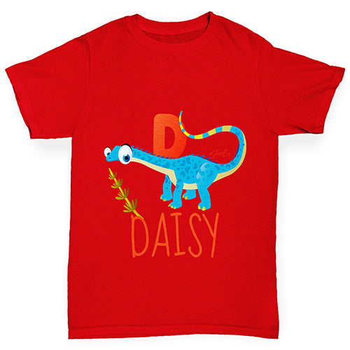 Personalised Dinosaur Letter D Girl's T-Shirt 